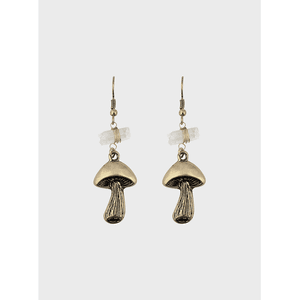 Antique Mushroom & Crystal Drop Earrings