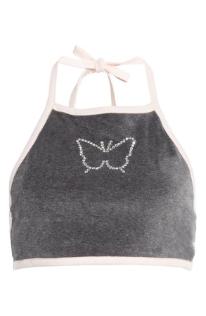 Vans x Sandy Liang Crystal Butterfly Terry Halter Top | Nordstrom
