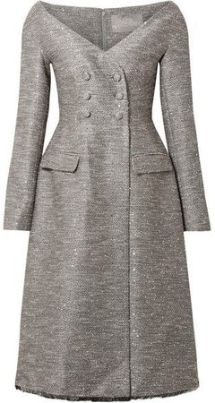 Sequin-embellished Tweed Dress - Gray