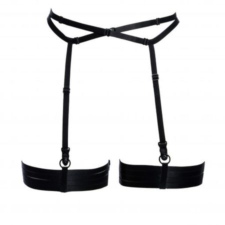 Set of Black Bondage Garter Belt and Leg Garters