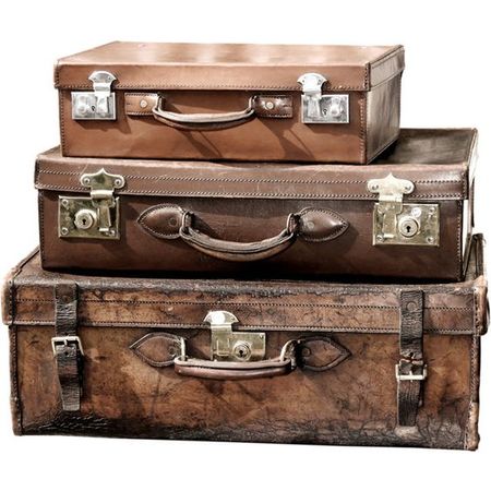 old brown leather suitcases