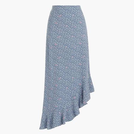 Asymmetrical ruffle midi skirt