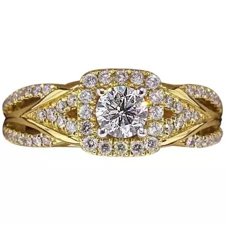 Vera Wang Love Diamond Engagement Ring 1.00 TCW 14 Karat Yellow Gold For Sale at 1stDibs | vera wang yellow gold engagement rings, vera wang gold engagement rings, vera wang rings