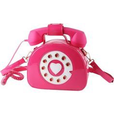 Telephone Shaped Purse Shoulder Crossbody Tote Bags Rose Red