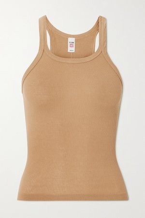 Sand Ribbed cotton-jersey tank | RE/DONE | NET-A-PORTER