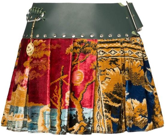 Chopova Lowena tapestry box pleated mini skirt