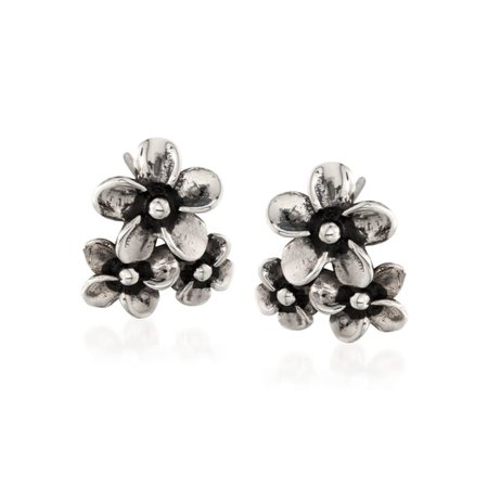 Zina Sterling Silver "Hibiscus" Floral Cluster Earrings