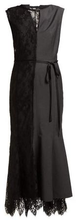 Lace Slip Overlay Wool Blend Dress - Womens - Black Grey