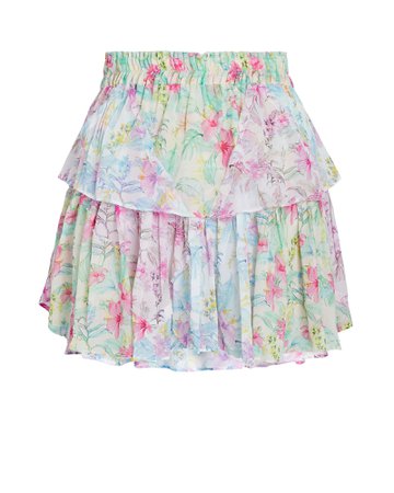 LoveShackFancy Ruffled Floral Mini Skirt | INTERMIX®