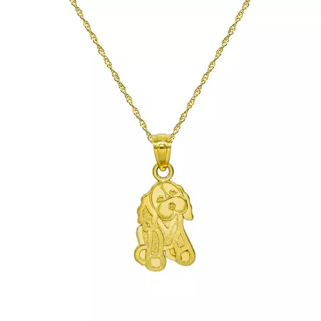 14K Yellow Gold Puppy Dog Pendant Necklace - Etsy