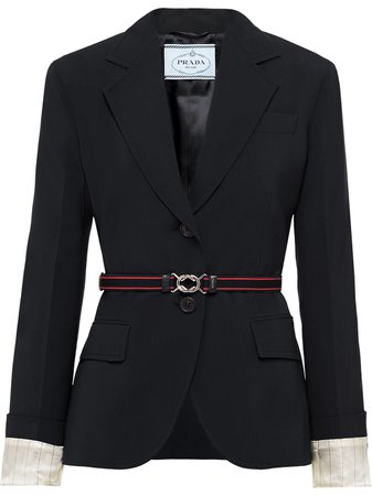 Shop Prada single-breasted belted blazer with Express Delivery - FARFETCH