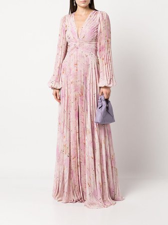 Alexis Elisha abstract-print Pleated Gown - Farfetch