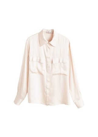 MANGO Chest-pocket satin blouse
