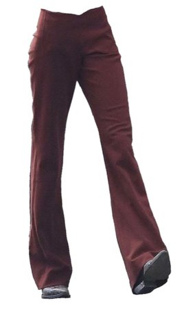 deep red trousers