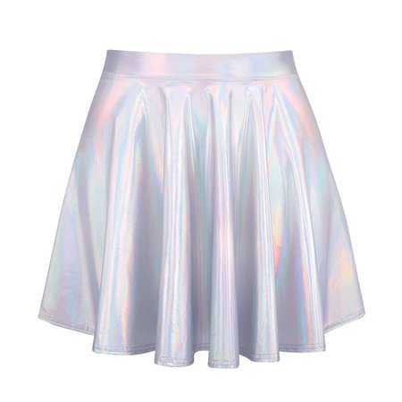HDE Women's Shiny Liquid Metallic Holographic Pleated Flared Mini Skater Skirt (Holographic, X-Large) - Walmart.com