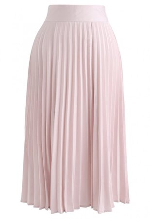 Satin Full Pleated Midi Skirt in Pink - NEW ARRIVALS - Retro, Indie and Unique Fashion