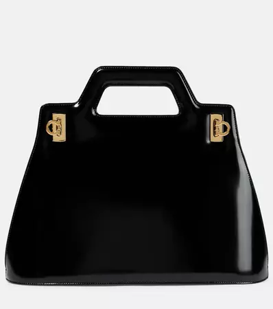 Wanda Leather Tote Bag in Black - Ferragamo | Mytheresa