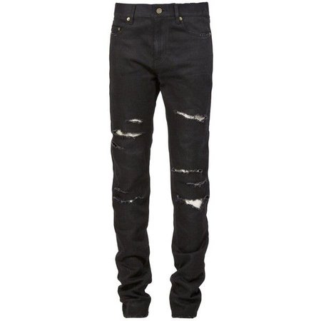 mens ripped black jeans polyvore - Google Search