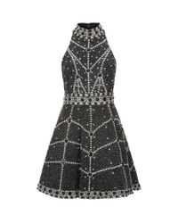 Alice + Olivia Hollie High Neck Embellished Dress in Black - Lyst