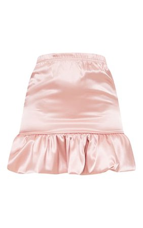 Dusty Pink Satin Ruffle Hem Mini Skirt | PrettyLittleThing