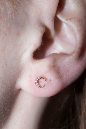 Mini Gold Crescent Moon Stud Earring