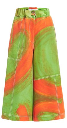 green & orange pants