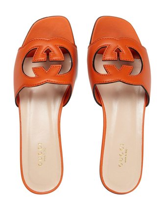 Gucci logo-cut Out Leather Sandals - Farfetch