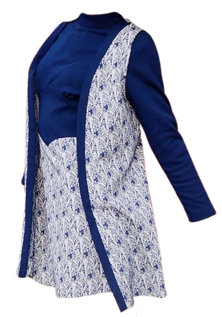 1960s Navy Blue Double Knit Polyester Micro Mini Dress and Vest Set / 1960s Micro Mini Dress Co-Ord / 60s Dress Ensemble