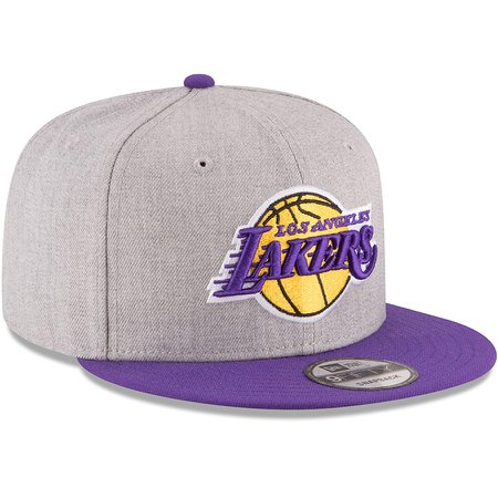 Los Angeles Lakers New Era Two-Tone 9FIFTY Snapback Adjustable Hat - Heathered Gray/Purple