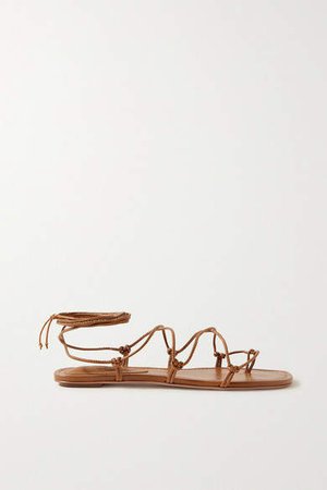 Porte & Paire - Knotted Leather Sandals - Tan