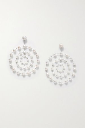 Silver Silver and white gold pearl earrings | Danielle Frankel | NET-A-PORTER