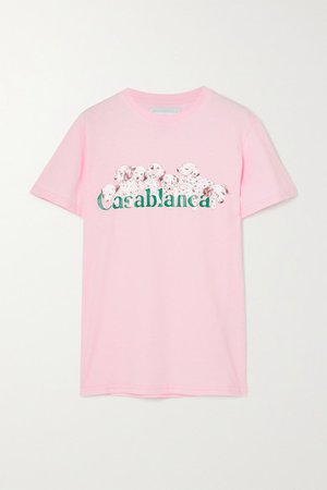 Printed Cotton-jersey T-shirt - Pink