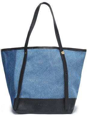 Leather-trimmed Denim Tote