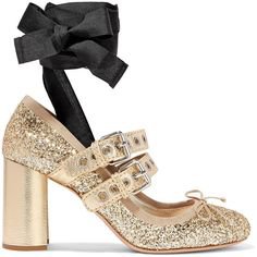gold black shoes