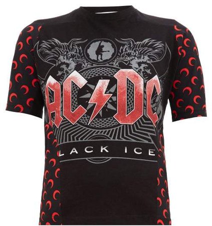 Upcycled Acdc Print Jersey T Shirt - Womens - Black Multi