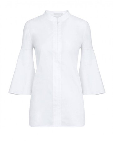 PLAYA: White Cotton Blouse with Bell Sleeves: Women's Tops: Anne Fontaine