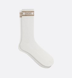 Dior Sporty Socks White Cotton And Gold-tone Metallic Thread
