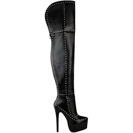Amazon.com | Fashion Thirsty Womens Studded Platform Sexy Thigh High Boots Stiletto Punk Goth Size | Boots