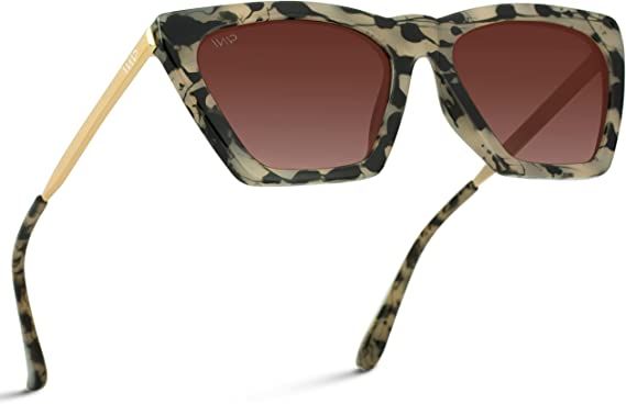 Amazon.com: WearMe Pro WMP Eyewear - Square Cat Eye Shape Metal Frame Fashion Polarized Mirrored Sunglasses (Beige Tortoise / Gradient Brown Lens) : Clothing, Shoes & Jewelry