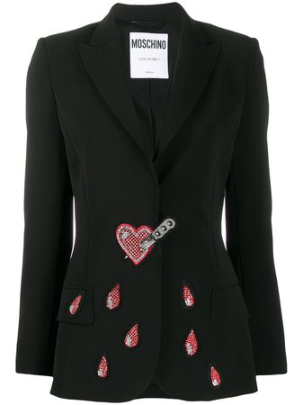 Moschino Stabbed Heart Crystal-Embellished Blazer Ss20