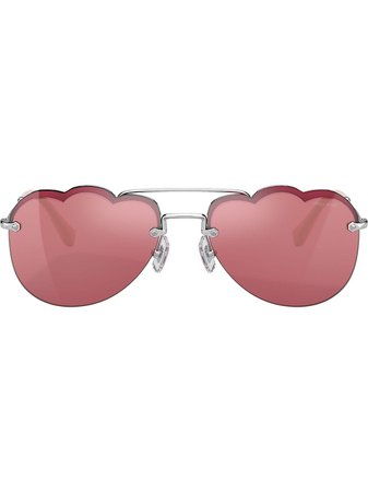 Miu Miu Eyewear Cloud Aviator Style Sunglasses MU56US1BC177 Pink | Farfetch