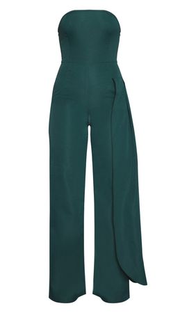 Emerald Green Bandeau Draped Woven Jumpsuit | PrettyLittleThing USA