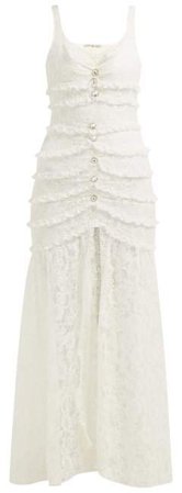 Lace Cotton Blend Dress - Womens - Ivory
