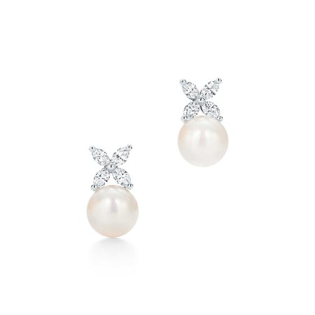 platinum diamond and pearl earring - Google Search