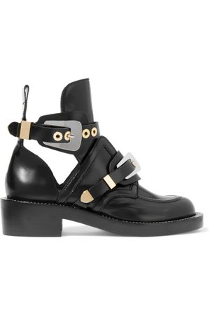 Balenciaga Cutout glossed-leather ankle boots