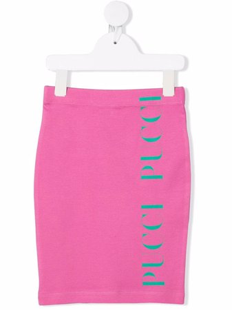 Shop Emilio Pucci Junior logo-print cotton skirt with Express Delivery - FARFETCH
