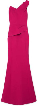 Azul One-shoulder Wool-crepe Gown - Bright pink
