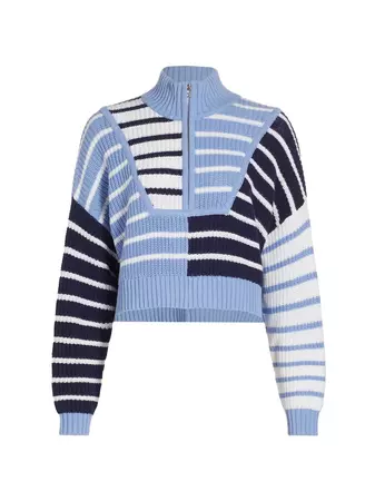 Shop Staud Hampton Quarter-Zip Cotton-Blend Sweater | Saks Fifth Avenue