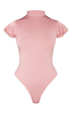Rose Crepe Frill Shoulder Bodysuit | Tops | PrettyLittleThing