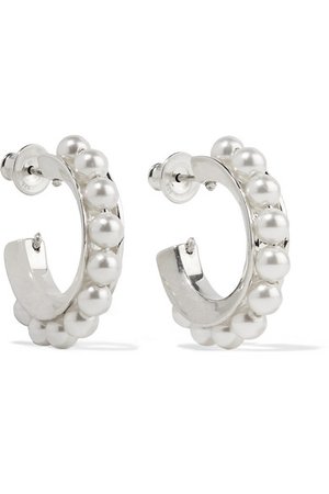 Sophie Buhai | Silver pearl hoop earrings | NET-A-PORTER.COM